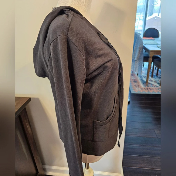 Odd Molly Size Small Dark Gray Hooded Pullover Sweatshirt Lace Up Front Comfy - Picture 5 of 11
